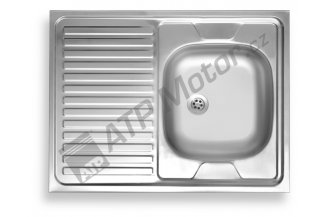 DR60/80L: Dřez 60x80 celoplošný s okapem levý nerez