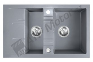 DRGM3/48/79GA: Granitový dřez s vaničkou a odkapem,s přepadem z dřezu,šedá