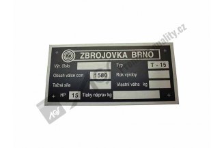 Z15STITEKV: Štítek výrobní Z-15 AL AGS