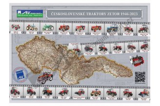 888301049AGS: Poster retro map of Czechoslovak tractors ZET 1946-2023 size A1 AGS