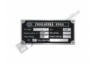 Z25NSTITEKVYR: Štítek výrobní Z-25 N AGS