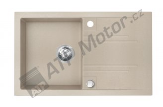 DRGM48/78SA: Granitový dřez s odkapem, s přepadem z dřezu, písek