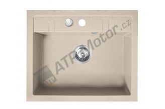 DRGM1/48/58SA: Granitový dřez, s přepadem z dřezu, písek