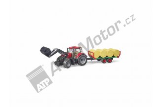 60003198: BRUDER 3198 - traktor CASE s přívěsem na odvoz balíků