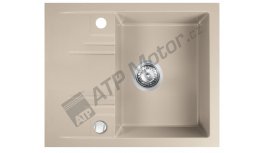 Granitový dřez s odkapem, s přepadem z dřezu, písek