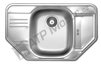 DR49/78R: Dřez 49x78 rohový s odkapem a přepadem nerez