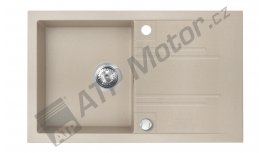 Granitový dřez s odkapem, s přepadem z dřezu, písek