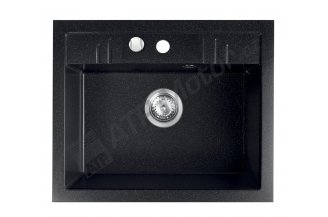 DRGM1/48/58HA: Granitový dřez, s přepadem z dřezu, grafit